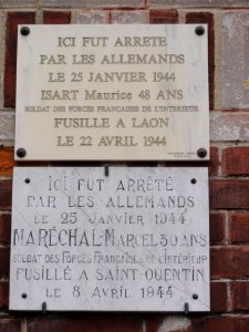 Fresnoy-le-Grand (Aisne) plaques memorial 1944 gare