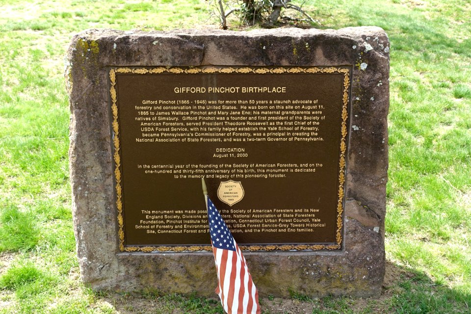 Gifford Pinchot Birthplace marker - Simsbury, CT - DSC02237