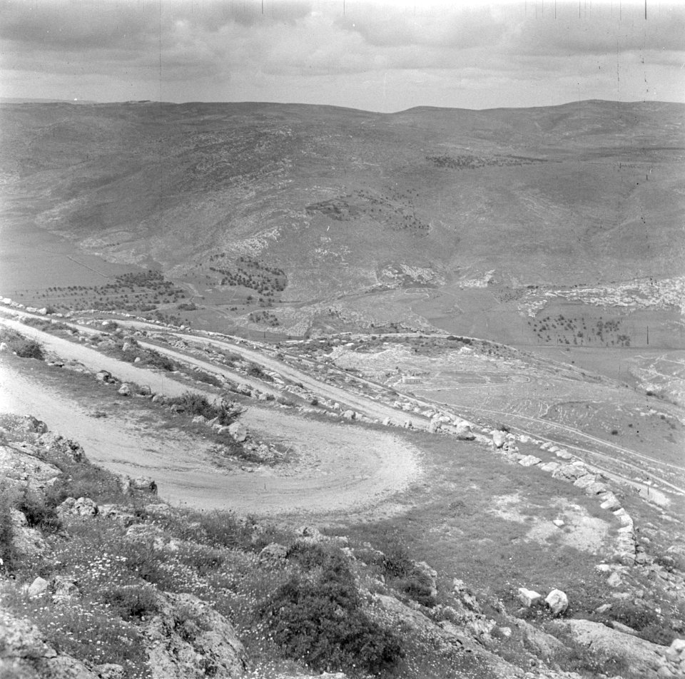 Gezicht vanaf de Taborberg in Galilea op een van de toegangswegen tot de top van, Bestanddeelnr 255-0911