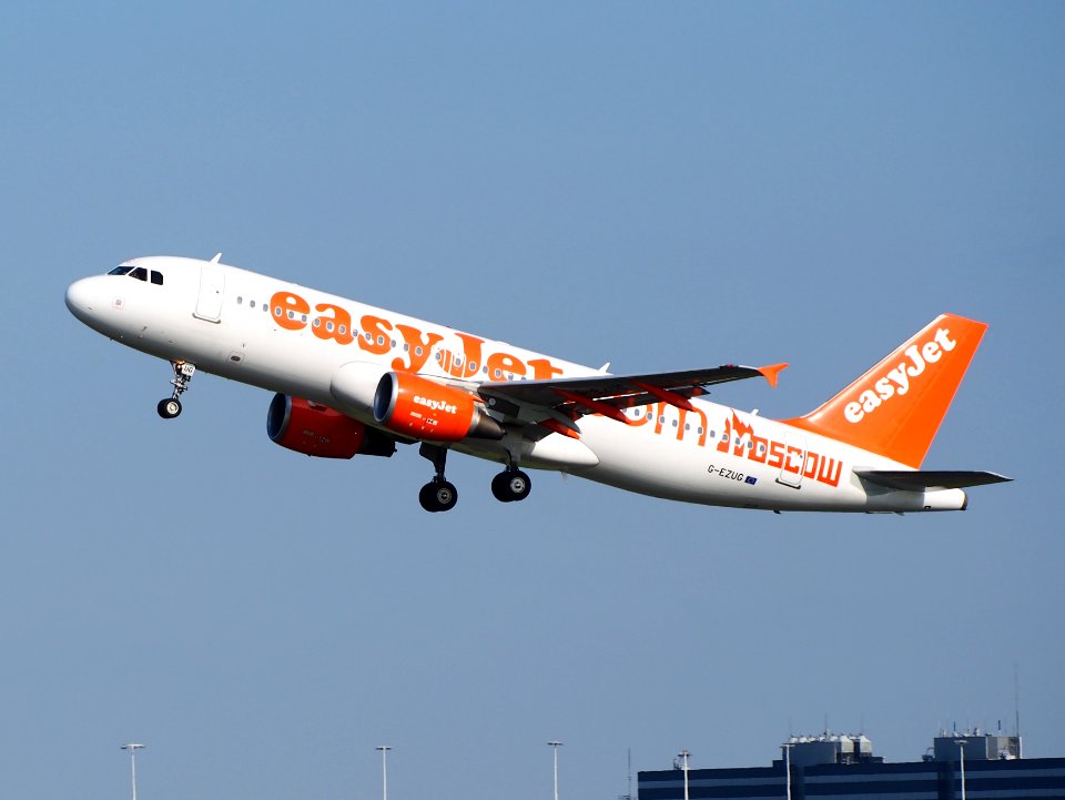 G-EZUG easyJet Airbus A320-214 takeoff from Schiphol (AMS - EHAM), The Netherlands, 18may2014, pic-2