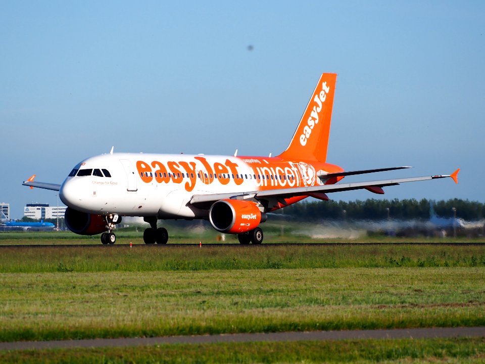 G-EZIO easyJet Airbus A319-111 takeoff from Schiphol (AMS - EHAM), The Netherlands, 11june2014, pic-1