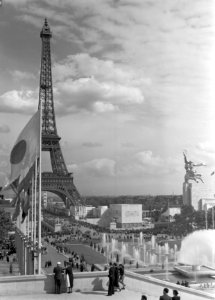 Gezicht vanaf de terassen van het Palais de Chaillot op de Eiffeltoren, het Cana, Bestanddeelnr 254-2690