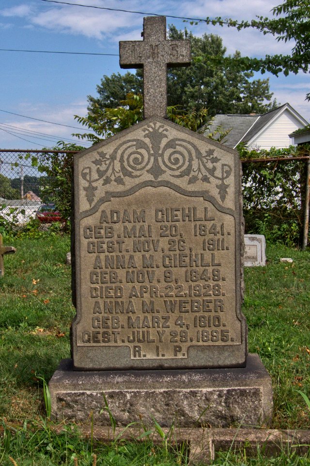 Giehll and Weber Monument, St. Joseph Cemetery, 2015-08-14, 01