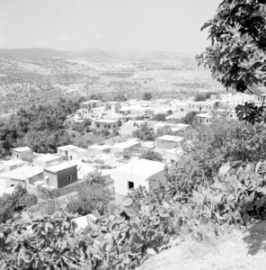 Gezicht op het dorp Peki'in in Opper Galilea met het omliggende heuvellandschap, Bestanddeelnr 255-3750 photo
