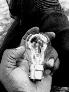 Black and white glass electric bulb photo