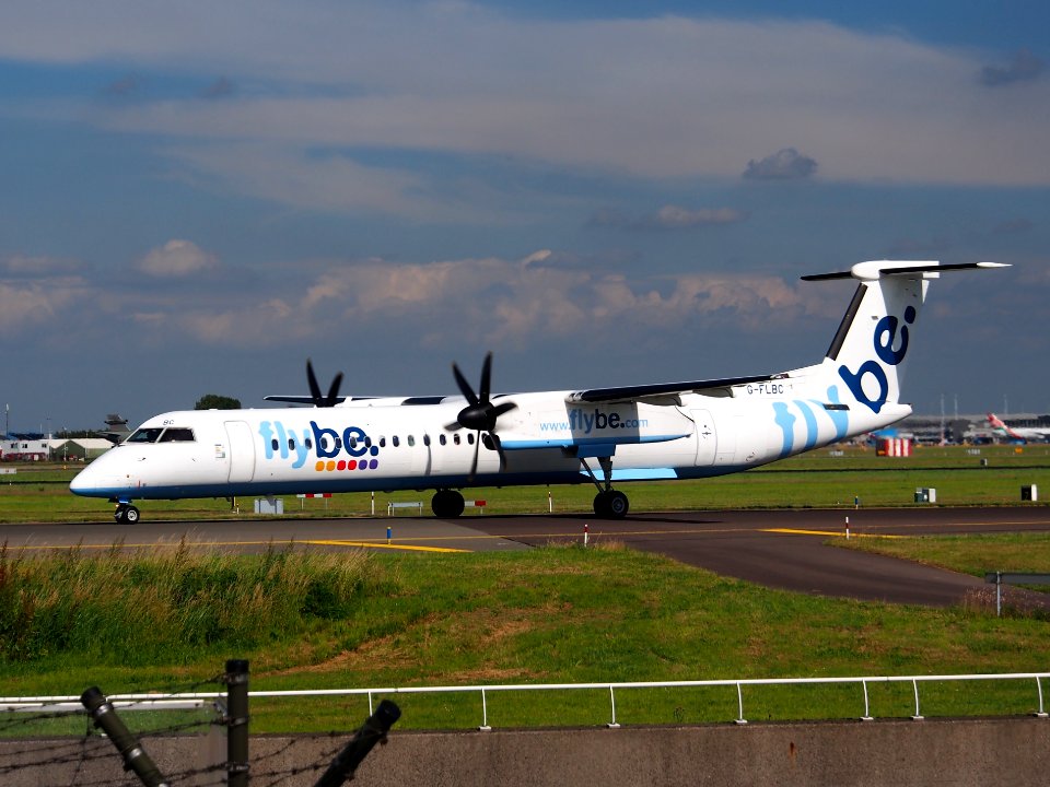 G-FLBC De Havilland Canada DHC-8-402Q Dash 8 Flybe taxiing at Schiphol (AMS - EHAM), The Netherlands, 18may2014, pic-1