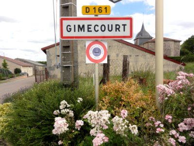 Gimécourt (Meuse) city limit sign