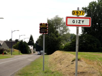 Gizy (Aisne) city limit sign