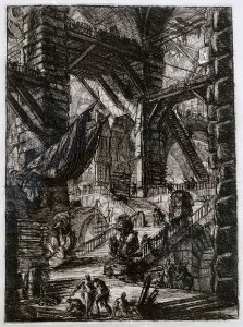 Giovanni Battista Piranesi - Le Carceri d'Invenzione - Second Edition - 1761 - 08 - The Staircase with Trophies - Museum Berggruen - DSC03794