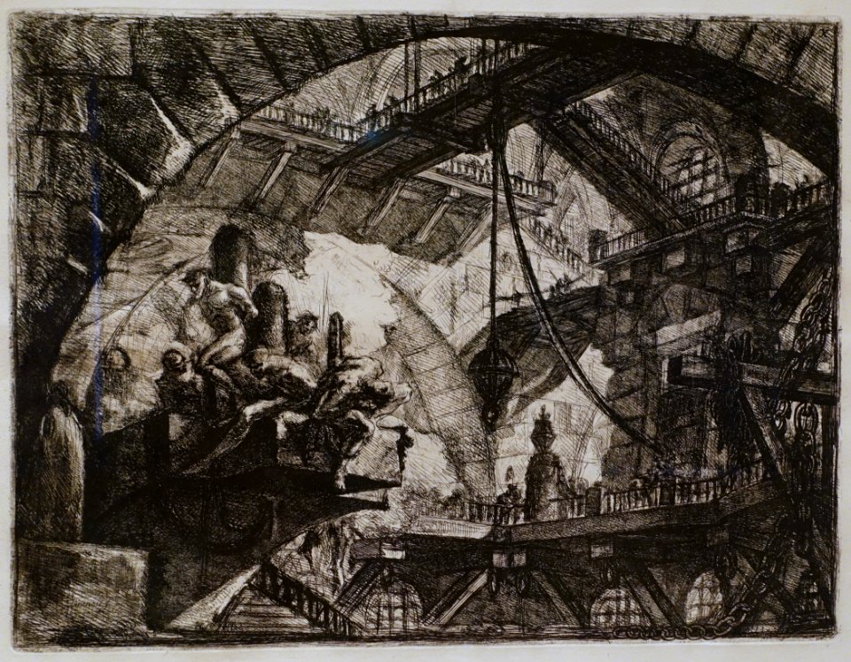Giovanni Battista Piranesi - Le Carceri d'Invenzione - Second Edition - 1761 - 10 - Prisoners on a Projecting Platform - Museum Berggruen - DSC03796