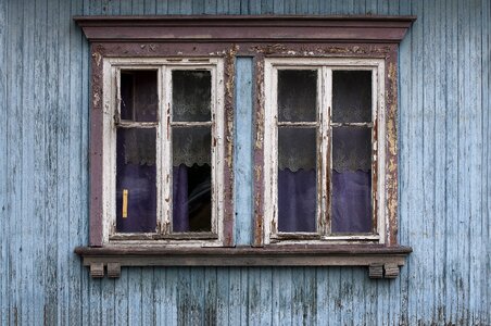 Old window wood constructions architecture