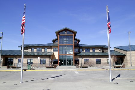 Gillette College main building entrance in Gillette, Wyoming