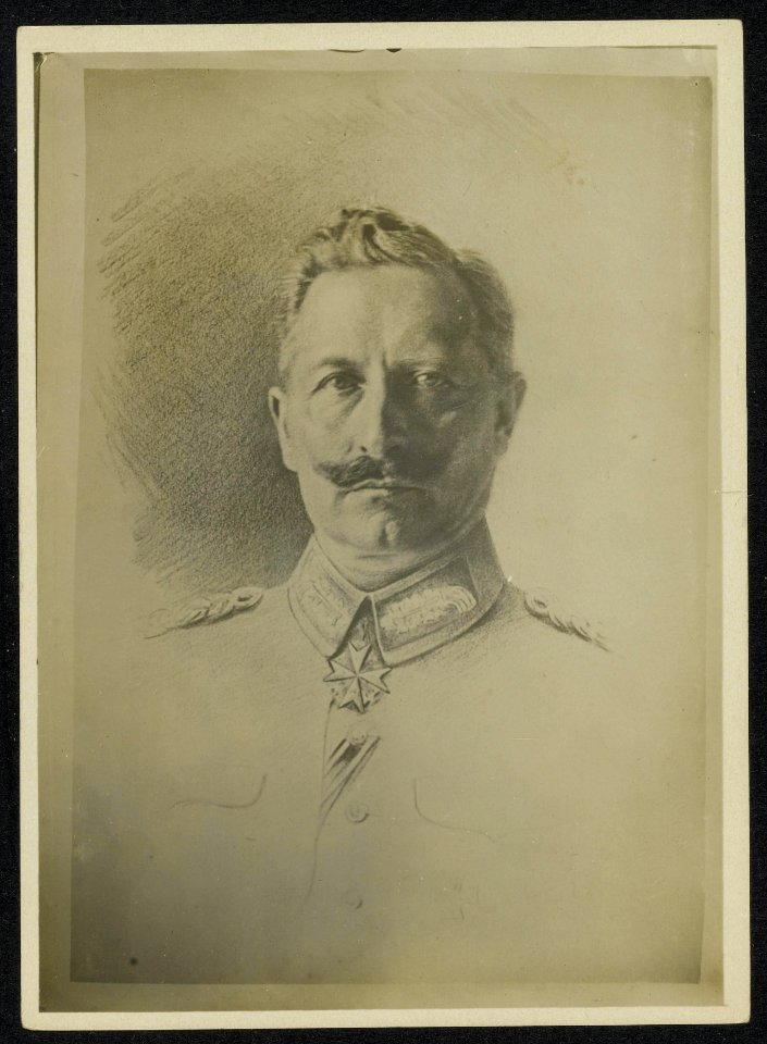 Getekend portret van de Duitse keizer Wilhelm II in militair uniform, Bestanddeelnr 158-0782