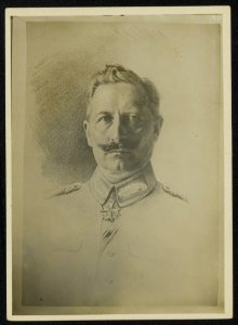 Getekend portret van de Duitse keizer Wilhelm II in militair uniform, Bestanddeelnr 158-0782