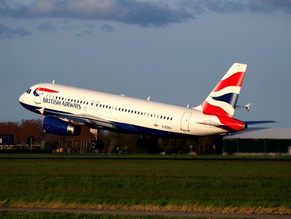 G-EUUJ British Airways Airbus A320-232 - cn 1883 takeoff from Polderbaan, Schiphol (AMS - EHAM) at sunset, pic3 photo