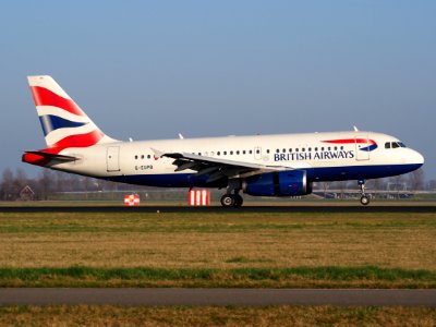 G-EUPB British Airways Airbus A319-131, landing at Schiphol (AMS - EHAM), Netherlands, pic4