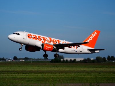 G-EZFG easyJet Airbus A319-111 takeoff from Schiphol (AMS - EHAM), The Netherlands, 11june2014, pic-1