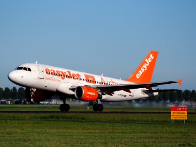 G-EZBR easyJet Airbus A319-111 takeoff from Schiphol (AMS - EHAM), The Netherlands, 11june2014, pic-1