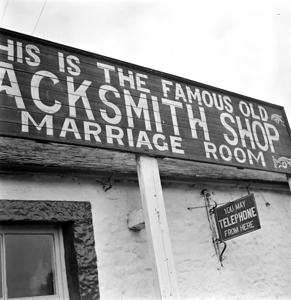 Gevel van The Old Blacksmith's shop, voormalige smederij en trouwlocatie, Bestanddeelnr 252-0159