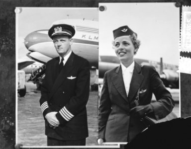 Gezagvoerder Nico Bos en stewardess mejuffrouw Puck Rijpstra, Bestanddeelnr 907-3782