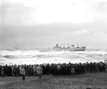 Gestrande Noorse vrachtschip ss. Franeggen los voor de Hondsbossche Zeewering, Bestanddeelnr 904-9160