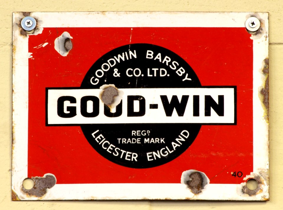 Good-Win Leicester, Enamel advert sign at the den hartog ford museum pic-005