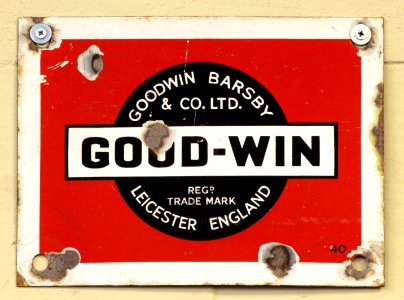 Good-Win Leicester, Enamel advert sign at the den hartog ford museum pic-005