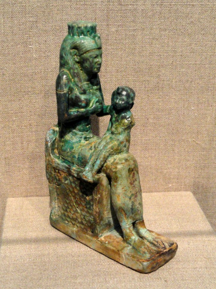 Goddess Suckling the Child Horus, Egypt, Late Third Intermediate Period, 800-650 BC, faience - Hood Museum of Art - DSC09278