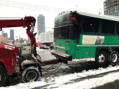 Go Bus 2316 being towed 02