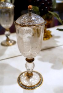 Goblet by Georg Schwanhardt the elder, Nuremberg, 1651 with later additions, rock crystal, gold, enamel - Waddesdon Manor - Buckinghamshire, England - DSC07727