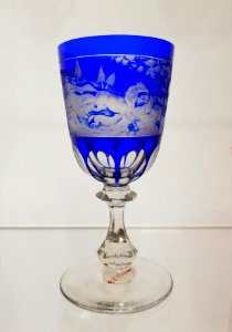 Goblet, Louis F. Vaupel, New England Glass Company, c. 1860-1875, blown, cobalt-blue cased glass, cut and engraved - Museum of Fine Arts, Boston - 20180922 153837