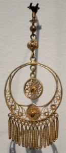 Gold plated silver earring from Morocco or Tunisia, late 19th-early 20th century photo