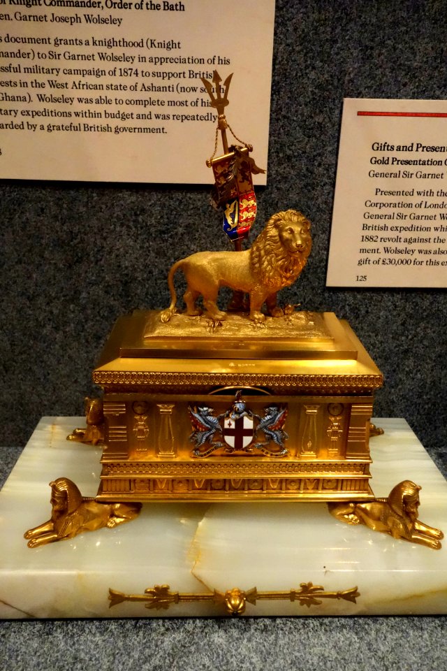 Gold Presentation Casket given to General Sir Garnet Wolseley, 1882, by the Corporation of London, along with the Freedom of the City - Glenbow Museum - DSC00614