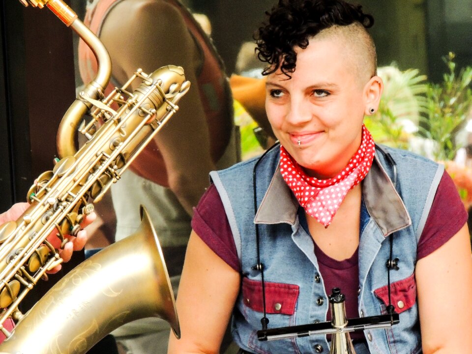 Music entertain woman