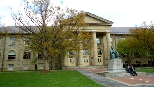 Goldwin Smith Hall and Andrew Dickson White by Karl Bitter at Cornell University