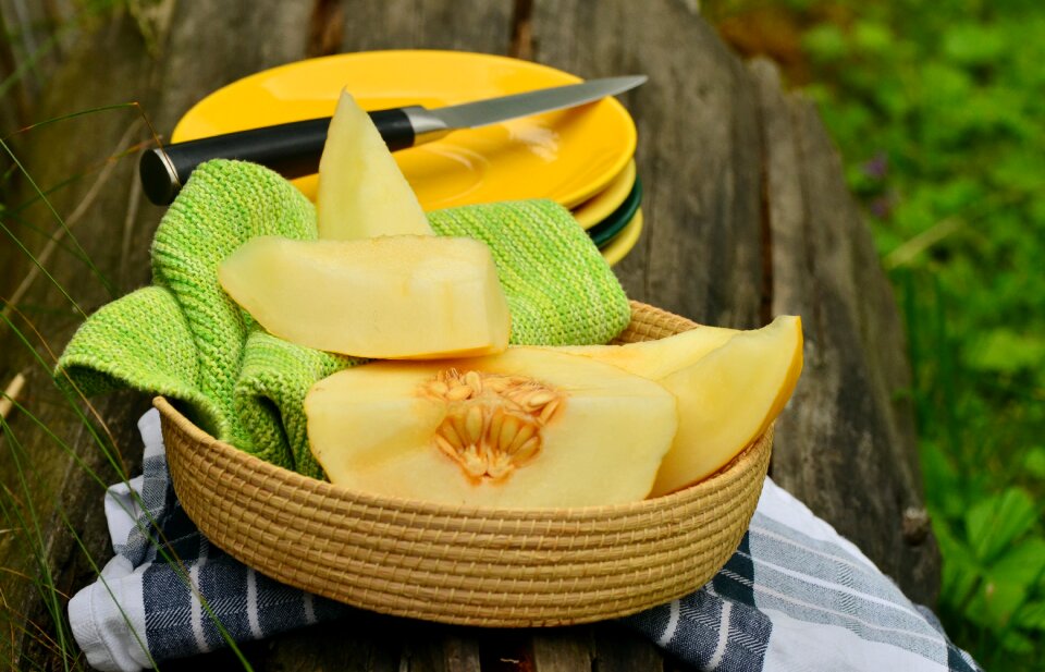 Muskmelon fruit arranged