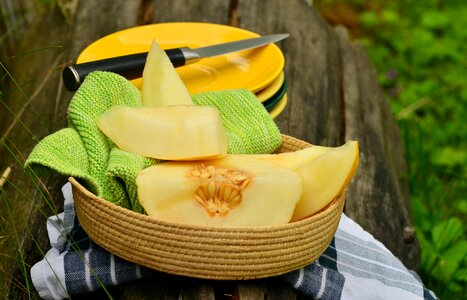 Muskmelon fruit arranged