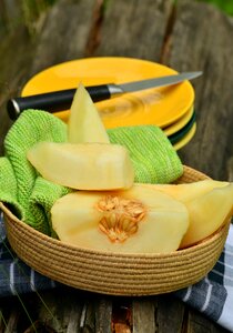 Muskmelon fruit arranged