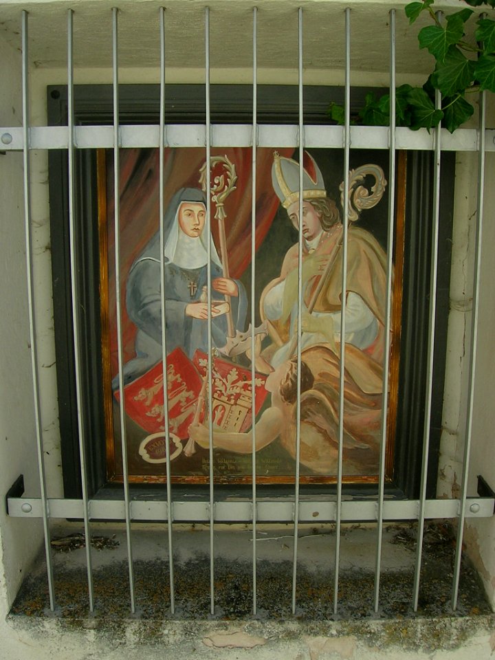 Gottesackergasse Eichstätt -Friedhofmauer Andachtsbild Walburga und Willibald