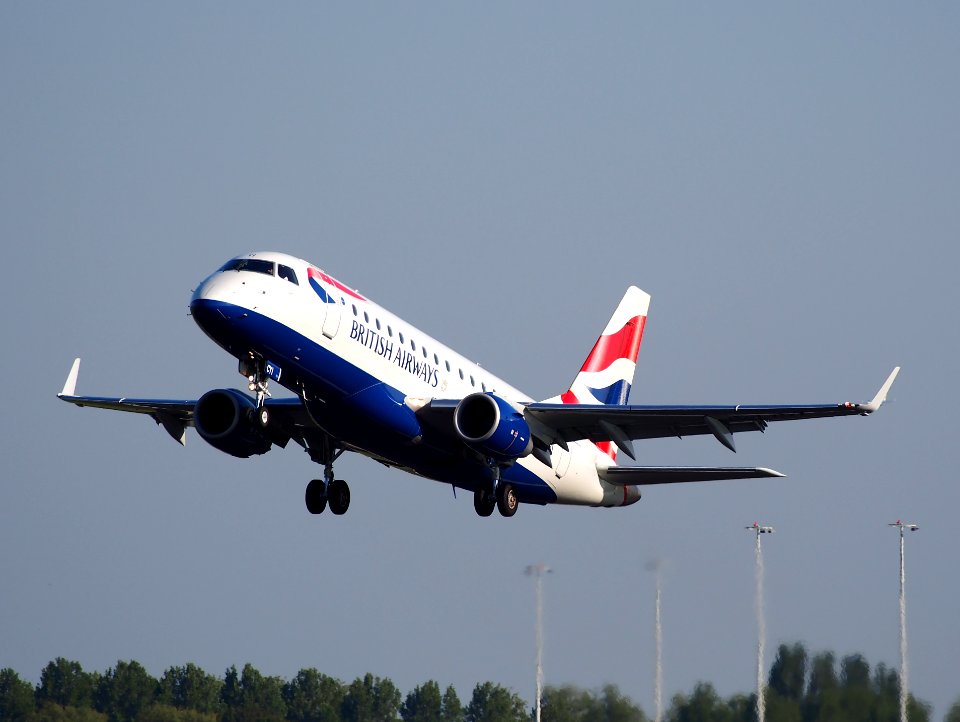 G-LCYI British Airways Embraer 170 takeoff from Schiphol (AMS - EHAM), The Netherlands, 16may2014, pic-1