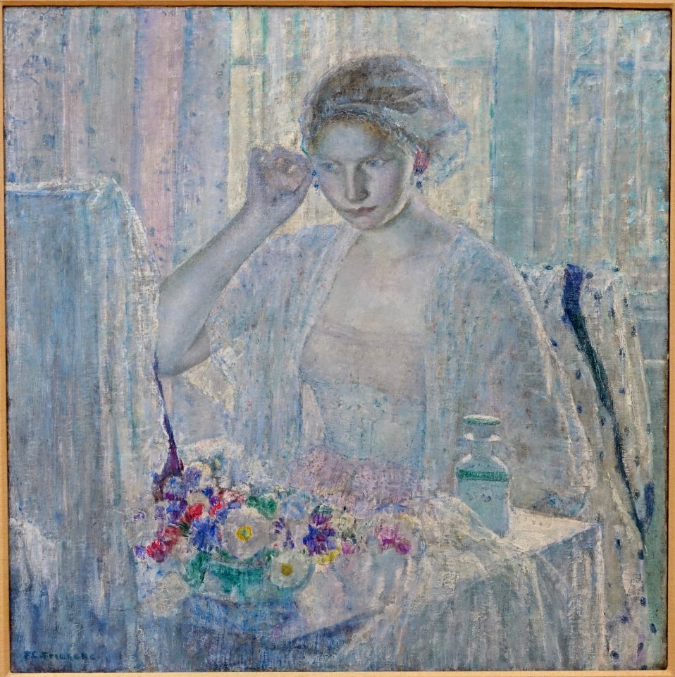 Girl with Earrings by Frederick Carl Frieseke, 1917, oil on canvas - Krannert Art Museum, UIUC - DSC06279