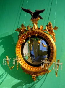 Girandole Looking Glass, attributed to John Doggett, American, c. 1800, gilt, pine, brass, glass - Portland Museum of Art - Portland, Maine - DSC04152