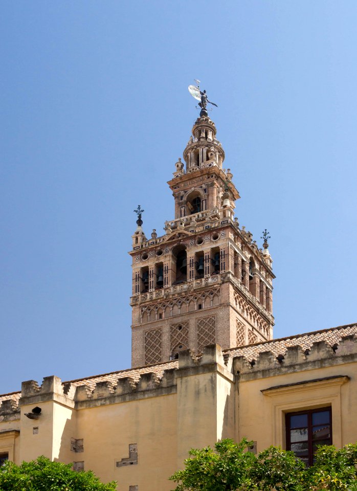 Giralda depuis patio des orangers Séville Espagne