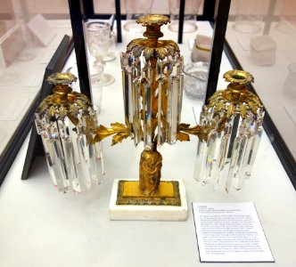 Girandole, c. mid 1800s, gilded brass with cut glass prisms - Albany Institute of History and Art - DSC08162