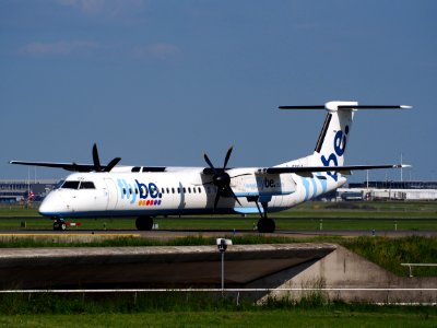 G-JECO Flybe De Havilland Canada DHC-8-402Q Dash 8 taxiing at Schiphol (AMS - EHAM), The Netherlands, 18may2014, pic-1