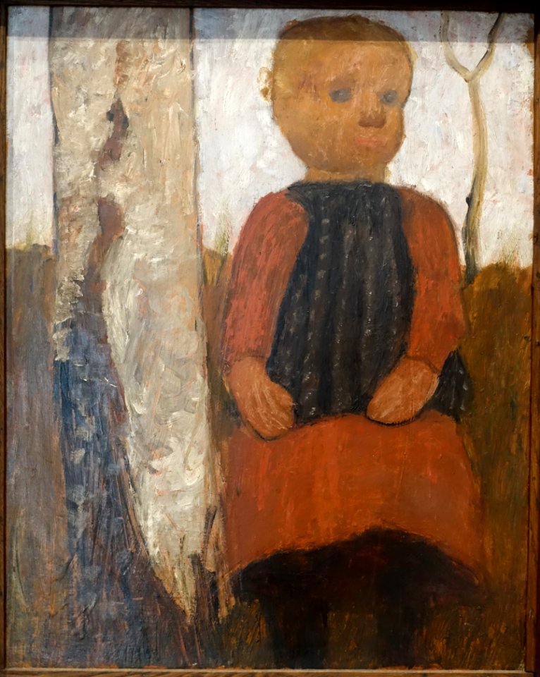 Girl in a Red Dress, by Paula Modersohn-Becker, c. 1905, emulsion on composite board - Busch-Reisinger Museum - Harvard University - DSC01656