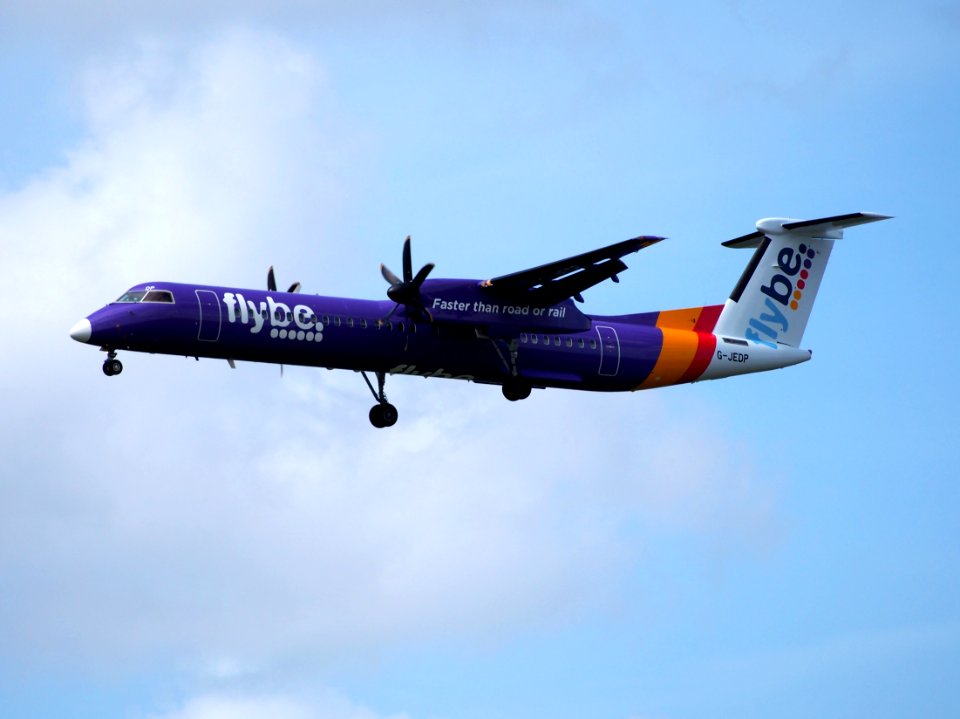 G-JEDP Dash-8 Flybe, 12Aug2014, landing at Schiphol (AMS - EHAM), The Netherlands