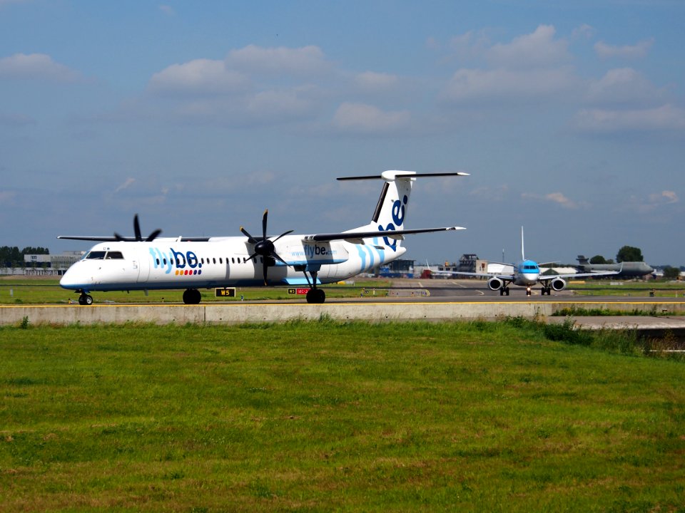 G-JEDW Flybe De Havilland Canada DHC-8-402Q Dash 8 taxiing at Schiphol (AMS - EHAM), The Netherlands, 18may2014, pic-1