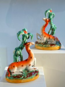 Giraffes, Staffordshire, England, 18050-1875, glazed earthenware - Portland Museum of Art - Portland, Maine - DSC04356