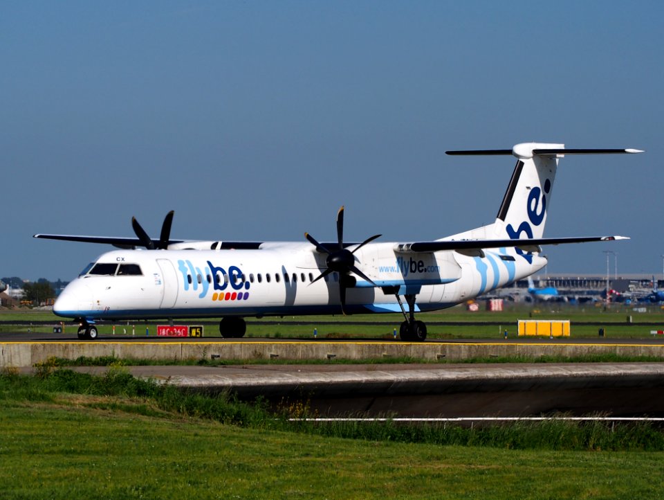 G-JECX Flybe De Havilland Canada DHC-8-402Q Dash 8 taxiing at Schiphol (AMS - EHAM), The Netherlands, 16may2014, pic-051